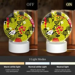 Round Acrylic Night Light, A Colorful Illustration Of A Bird Surrounded By Plants. 4 Round Acrylic Night Light, A Colorful Illustration Of A Bird Surrounded By Plants. -Nuas Diy Shop 59c4c222f57a70937fd2e7e6da46baf7130aa8fd