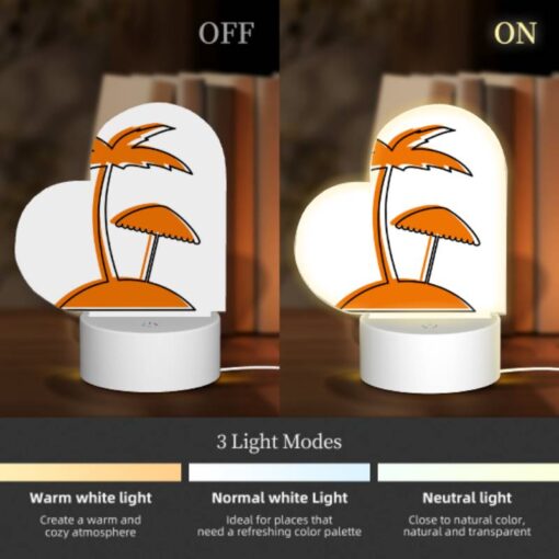 Love Acrylic Night Light, A Cartoon Drawing Of A Palm Tree With A Beach Umbrella. -Nuas Diy Shop 59c67d06780b5e22bab3202e23f551e3335ae334