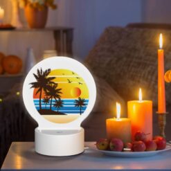 Round Acrylic Night Light, A Sunset With Palm Trees And Birds. -Nuas Diy Shop 59cb400b09274c00faf55bf3506813fa72a272f8