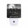 Night Light, A Black And White Image Of A Halloween Scene With A Moon -Nuas Diy Shop 5ac721a743c7ac588212b234084689ad1f6041e0