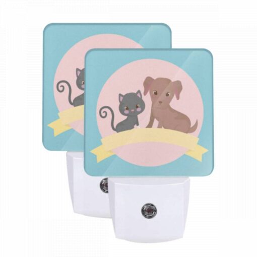 Night Light Set Of 2, A Black Cat And A Brown Dog Are Sitting Next To Each Other. -Nuas Diy Shop 5b06cdfda1dc8cc39c369733fa4c2fbf01b1b3a9 1