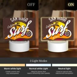 Rectangular Acrylic Night Light, A Surfboard Logo For San Diego -Nuas Diy Shop 5b2dbf1857d65572bfea89251e0ab0872eb8e0e0