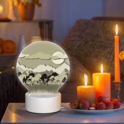 Round Acrylic Night Light, A Group Of Horses Running In A Field. -Nuas Diy Shop 5b324cfde895dcfc2f6b987aeebe16ab2e0e09bb