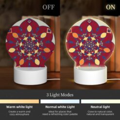 Round Acrylic Night Light, A Colorful Flower Design With A Yellow Center. -Nuas Diy Shop 5bd690919726ac398a4275f64452a71e0887afbb