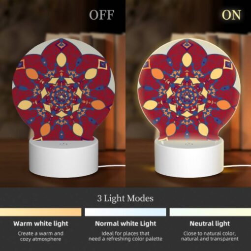 Round Acrylic Night Light, A Colorful Flower Design With A Yellow Center. -Nuas Diy Shop 5bd690919726ac398a4275f64452a71e0887afbb