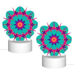 Round Acrylic Night Light, A Colorful Flower Design With Pink -Nuas Diy Shop 5c80fc24d2dba4f7bc85d5f3648f4dada17ed484
