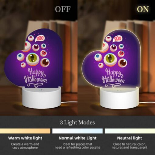 Love Acrylic Night Light, A Purple Background With A Happy Halloween Sign And A Bunch Of Eyes. -Nuas Diy Shop 5cec24b5a95bb63c0a42879d4e8c1abf78754681