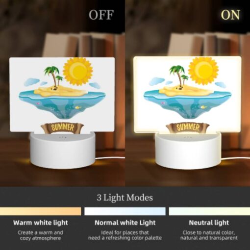 Rectangular Acrylic Night Light, A Cartoon Of A Tropical Island With A Sun And Palm Trees. -Nuas Diy Shop 5d41407675641eca8ec43a309d873fe661f4c3ec