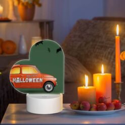 Love Acrylic Night Light, A Small Orange Car With A Bumper Sticker That Says "Happy Halloween!" -Nuas Diy Shop 5d554e76d6a6e88b1fc839b140385853b7888a6a