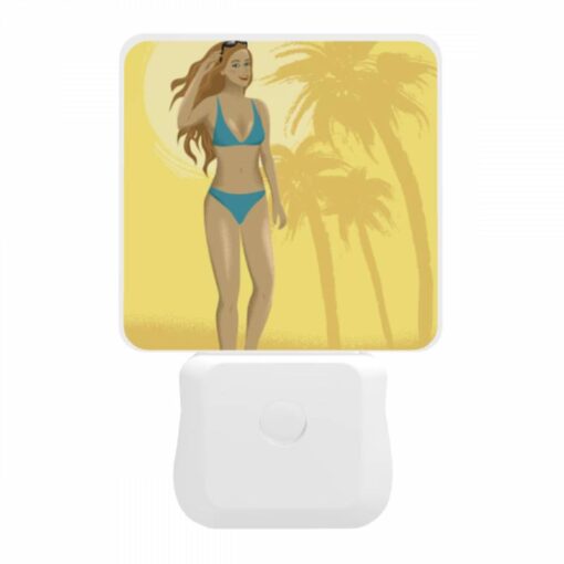 Night Light, A Woman Wearing A Blue Bikini Walks On The Beach. -Nuas Diy Shop 5db23665756f2b845bc3f67bec5135b89699e11e