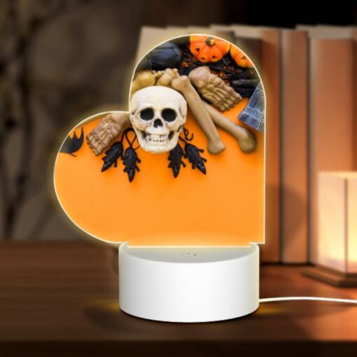 Love Acrylic Night Light, A Skeleton And A Skull Are On A Table With A Bat And A Book. -Nuas Diy Shop 5de263bc9d1e63056c9881870f0515cb6bc1bf79