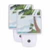Night Light Set Of 2, A Picture Of A Palm Tree And Ocean With A Window In The Foreground. -Nuas Diy Shop 5e40c2e802362dd269196a214d441d0dc54970b7