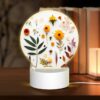 Round Acrylic Night Light, A Variety Of Flowers And Leaves Are Arranged On A White Surface. -Nuas Diy Shop 5e845cb365be7a3b1c0dd863d2715320f12b2ec7