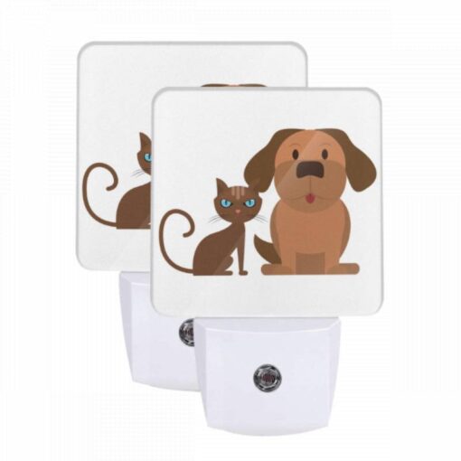 Night Light Set Of 2, A Cat And A Dog Are Sitting Next To Each Other. -Nuas Diy Shop 5eb980411a3db4838d3826089b7ceb96967dc832