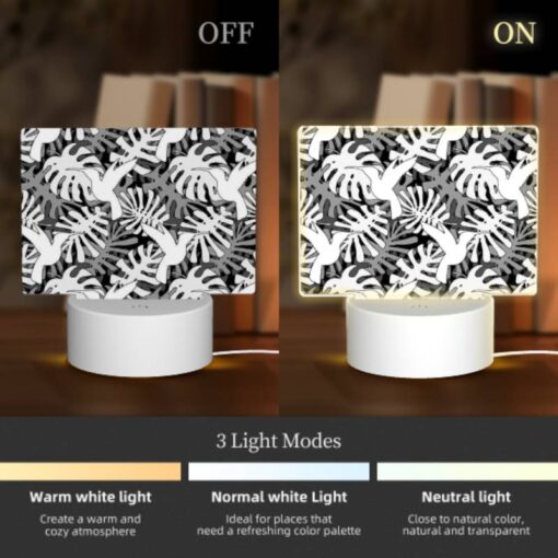 Rectangular Acrylic Night Light, A Pattern Of Hands And Birds On A Black And White Background. -Nuas Diy Shop 5ebc7605417262d424ea50ac595eaecb5b71d357