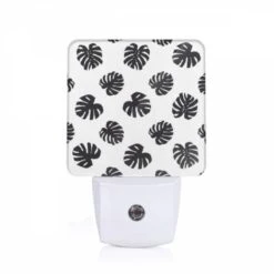 Night Light, A Pattern Of Black And White Flowers.