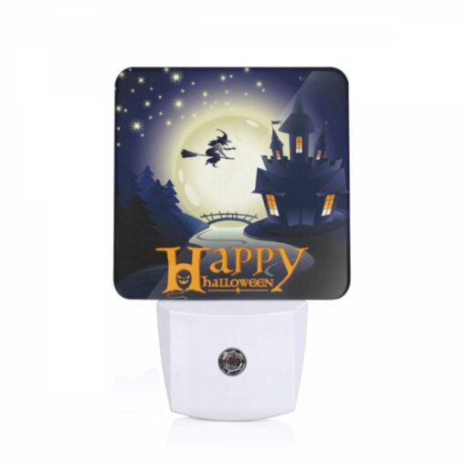 Night Light, A Witch On A Broom Flies Over A Castle During A Halloween Celebration. -Nuas Diy Shop 5f09ffcc000c2372f6a48afcd78a393ef4ef8361