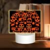 Rectangular Acrylic Night Light, A Round Orange And Black Design With Many Skulls And Pumpkins On It. -Nuas Diy Shop 5f0e140c4aeb002e61018b454d9eed992ff4f290