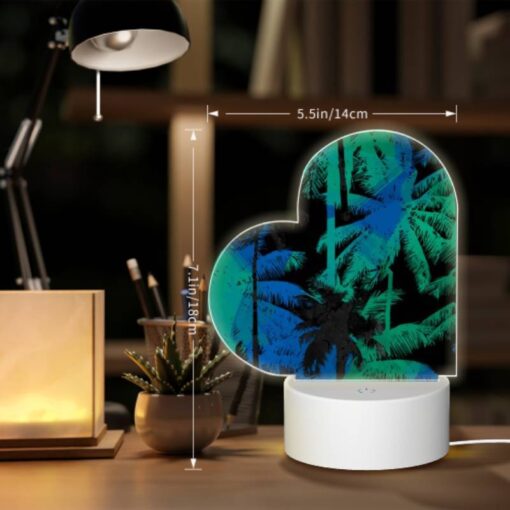 Love Acrylic Night Light, A Blue And Green Painting Of Palm Trees. -Nuas Diy Shop 5f31f037f465b2b550167352455ba5e7ecf3d984