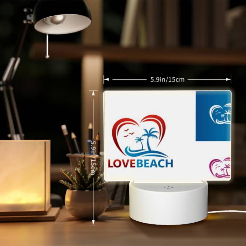 Rectangular Acrylic Night Light, A logo for Love Beach is shown in two different colors. Rectangular Acrylic Night Light, A Logo For Love Beach Is Shown In Two Different Colors. -Nuas Diy Shop 5f55aba359bd57f999dde65a0a817b5f3a54ef30