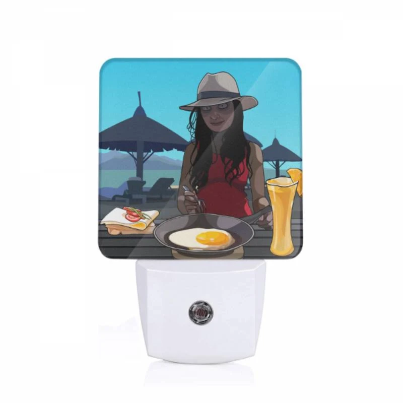 Night Light, A woman wearing a hat is sitting at a table with a plate of food in front of her. Night Light, A Woman Wearing A Hat Is Sitting At A Table With A Plate Of Food In Front Of Her. -Nuas Diy Shop 5f9c9716e78b88ab392a956f222899a6210da1f1