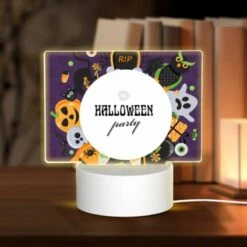 Rectangular Acrylic Night Light, A Halloween Party Is Depicted In A Colorful And Creative Manner.