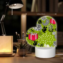 Love Acrylic Night Light, A Green And Black Patterned Fabric With A Pink Ribbon And A Red Box. -Nuas Diy Shop 600212d3a14d7a11f9b2bb3609e06d6fc1d4b1b6