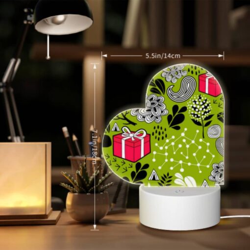 Love Acrylic Night Light, A Green And Black Patterned Fabric With A Pink Ribbon And A Red Box. -Nuas Diy Shop 600212d3a14d7a11f9b2bb3609e06d6fc1d4b1b6