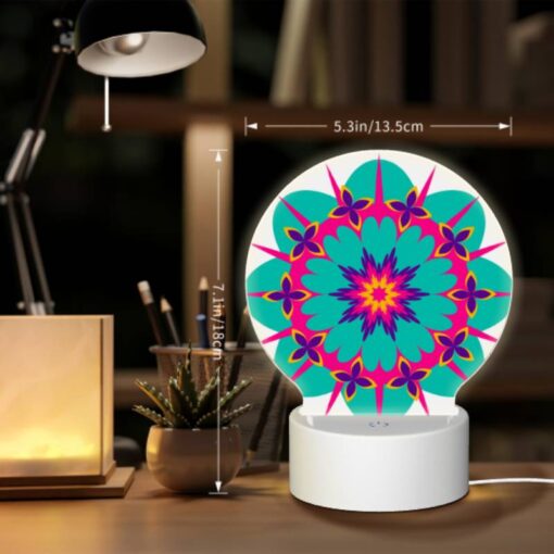 Round Acrylic Night Light, A Colorful Flower Design With Pink -Nuas Diy Shop 60215dfc91479272ebf82f996e517a244a0bd07d