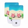 Night Light Set Of 2, Two Red And White Striped Umbrellas On A Beach. -Nuas Diy Shop 6025feead09da731cab7a071655da70f9ade1228
