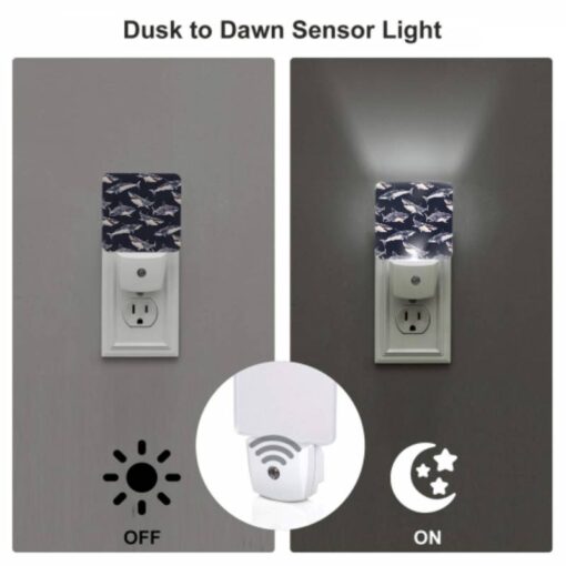 Night Light Set Of 2, A Pattern Of Sharks On A Blue Background. -Nuas Diy Shop 604c2829c0692af0799268c609098948817dd81a