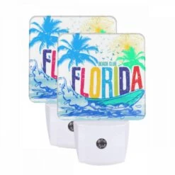 Night Light Set Of 2, A Colorful Advertisement For A Beach Club In Florida.