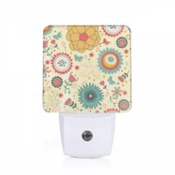 Night Light, A Colorful Floral Pattern With Yellow