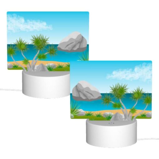 Rectangular Acrylic Night Light, A Rocky Beach With A Few Trees And A Body Of Water. -Nuas Diy Shop 60a27ed196e214397d8e51f5c79a34b89abf7c76
