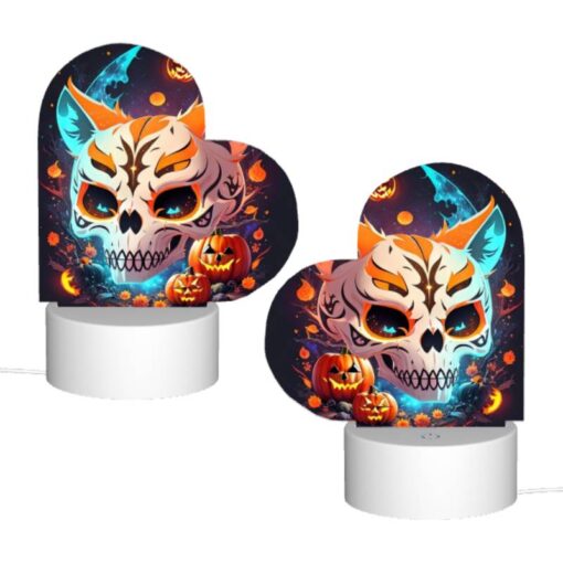 Love Acrylic Night Light, A Skull With A Pumpkin Face And A Cat Face. -Nuas Diy Shop 60ca1987ab3a090d7b2d05cd5144827c1e285221