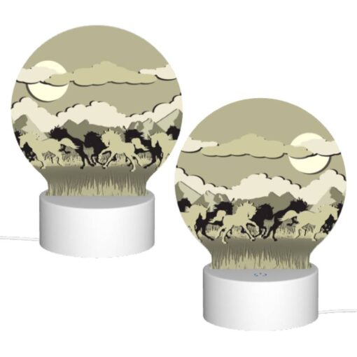 Round Acrylic Night Light, A Group Of Horses Running In A Field. -Nuas Diy Shop 60e53291c2a3b3b88dc1318d931659cf375b9c61
