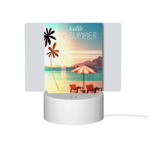 Rectangular Acrylic Night Light, A Colorful Beach Scene With A Sun Umbrella And Two Chairs. -Nuas Diy Shop 612252643a5266b77a4f3e5308f3f5f95c1539eb