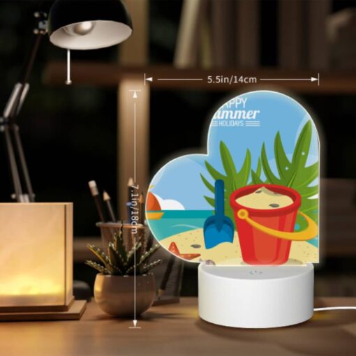 Love Acrylic Night Light, A Red Bucket Is Filled With Sand And Sits On A Beach With A Shovel And A Starfish. -Nuas Diy Shop 61519edb52274e06f80e824ab500193a221fd3c7
