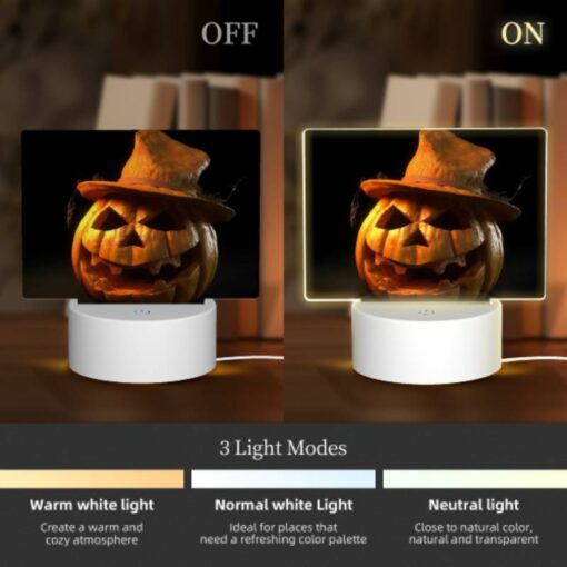 Rectangular Acrylic Night Light, A Pumpkin With A Hat On It. -Nuas Diy Shop 61797d3229918923326cd545d4d2976068bd0f6f