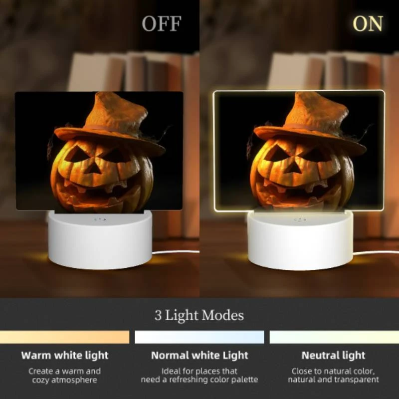 Rectangular Acrylic Night Light, A pumpkin with a hat on it. Rectangular Acrylic Night Light, A Pumpkin With A Hat On It. -Nuas Diy Shop 61797d3229918923326cd545d4d2976068bd0f6f