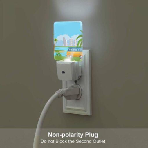 Night Light Set Of 2, A Colorful Cartoon Van Is Driving On A Road Near A Body Of Water. -Nuas Diy Shop 621af3cfeb2298890748ec2f4eed696f2b022462
