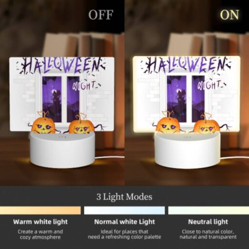 Rectangular Acrylic Night Light, Two Pumpkins Are Sitting In Front Of A Window -Nuas Diy Shop 6224550746c039bcdac1a85a4563cc86dab0cb51