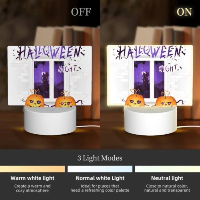 Rectangular Acrylic Night Light, Two pumpkins are sitting in front of a window Rectangular Acrylic Night Light, Two Pumpkins Are Sitting In Front Of A Window -Nuas Diy Shop 6224550746c039bcdac1a85a4563cc86dab0cb51