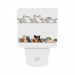 Night Light Set Of 2, A Line Of Dogs And A Cat Are Shown In A Cartoon Drawing. -Nuas Diy Shop 6225f471375a8ed952031f3d6df77501dd7abf81