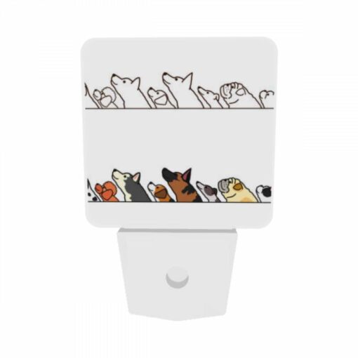 Night Light Set Of 2, A Line Of Dogs And A Cat Are Shown In A Cartoon Drawing. -Nuas Diy Shop 6225f471375a8ed952031f3d6df77501dd7abf81