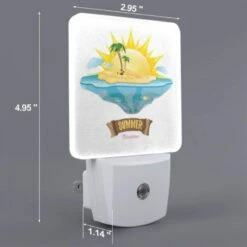 Night Light Set Of 2, A Sunny Beach With A Palm Tree And A Yellow Sun. 3 Night Light Set Of 2, A Sunny Beach With A Palm Tree And A Yellow Sun. -Nuas Diy Shop 62883fc5419f6447a106756fac696865efa9d903