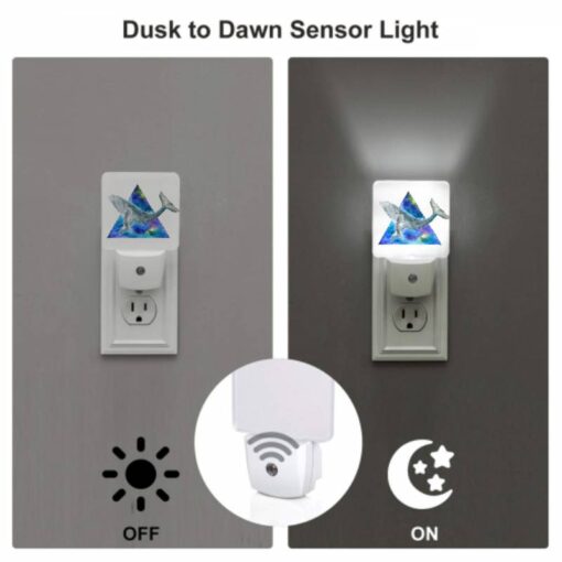 Night Light Set Of 2, A Blue And White Whale Is Shown In A Triangle Shape. -Nuas Diy Shop 62955ad927b19065accd556f16dbbc54f363ee1e