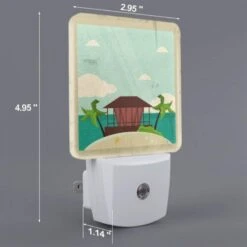 Night Light Set Of 2, A Beach Scene With A House And Palm Trees. 3 Night Light Set Of 2, A Beach Scene With A House And Palm Trees. -Nuas Diy Shop 62a0ee2e559486ec9dc0b792fee540be3e4eb707