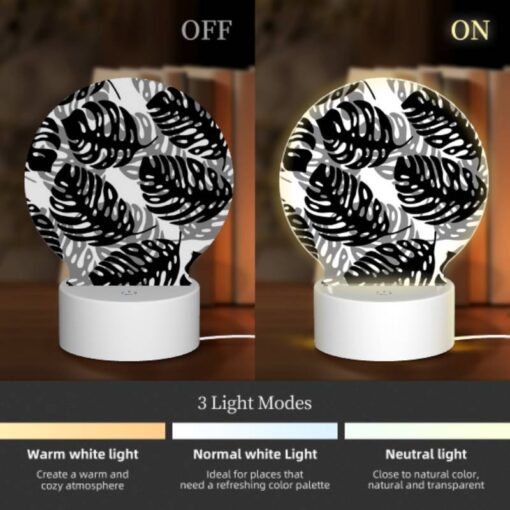 Round Acrylic Night Light, A Pattern Of Black And White Zebra Stripes. -Nuas Diy Shop 62c844226c87f11c99d9eb03a22c8865063a7ee0