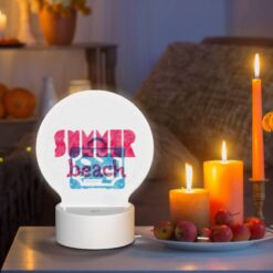 Round Acrylic Night Light, A Pink And Blue Sign That Says "Summer Beach.". -Nuas Diy Shop 62c8d3a446c26769c00302e69d6665e07e3f20f3
